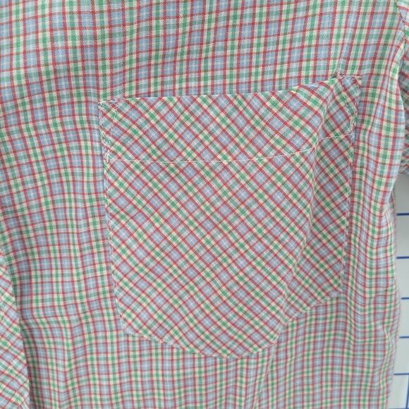 Sisons Vintage Pastel Plaid Cottage Short Sleeve Button Down Blouse Retro sz S - Picture 7 of 10